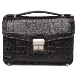 Стильная барсетка мужская из кожи под рептилию Clark Black Caiman