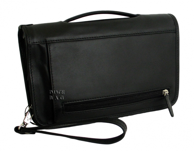 Черная мужская барсетка с короткой ручкой IP Collection 8525-20-1
