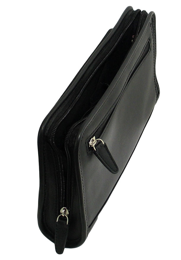 Черная мужская барсетка с короткой ручкой IP Collection 8525-20.2