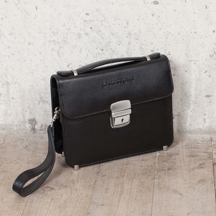 Компактная мужская барсетка из кожи Foxcote Black