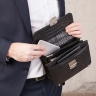 Барсетка мужская из кожи под рептилию Foxcote Black Caiman