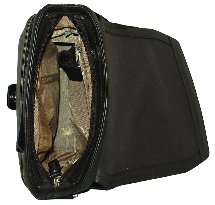 Кожаная коричневая сумка с оригинальной застежкой WST Polo 6010-1 -2