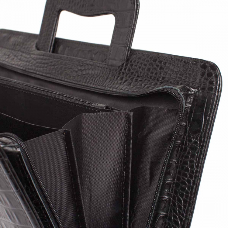 Папка для документов кожаная Elton Black Caiman