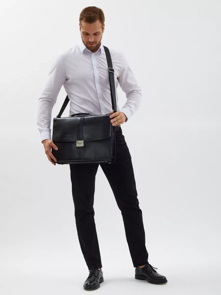 Деловой мужской кожаный портфель для документов и ноутбука с кодовым замком Paul Rayner 1-9504-1