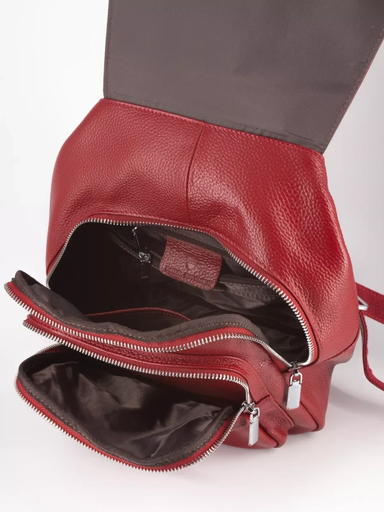 Рюкзак женский кожаный Paul Rayner красный 1031 
