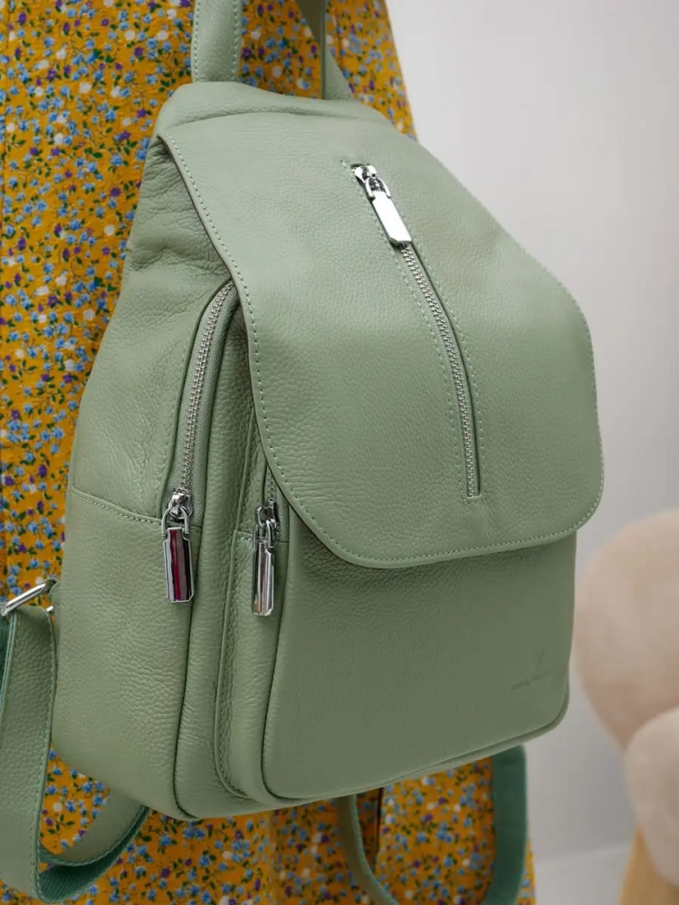 Рюкзак женский кожаный Paul Rayner фисташковый 1031