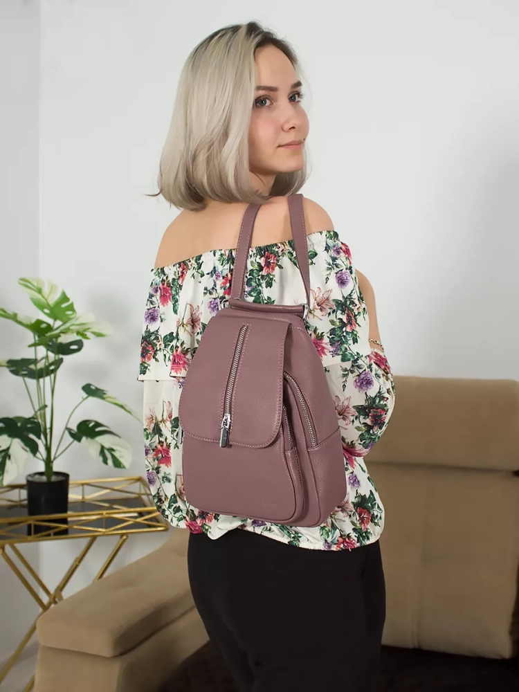 Рюкзак женский кожаный маленький Paul Rayner розовый 1031-1