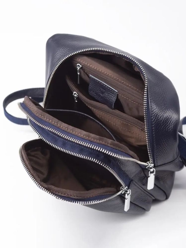Рюкзак женский кожаный маленький Paul Rayner синий 1031-1