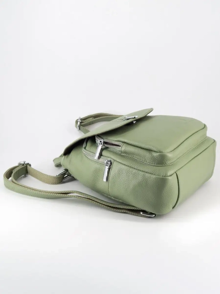 Рюкзак женский кожаный маленький Paul Rayner фисташковый 1031-1