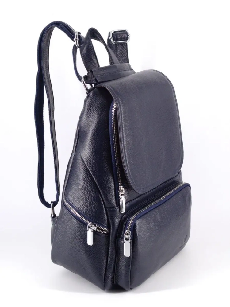 Женский кожаный городской рюкзак PR синий 1029