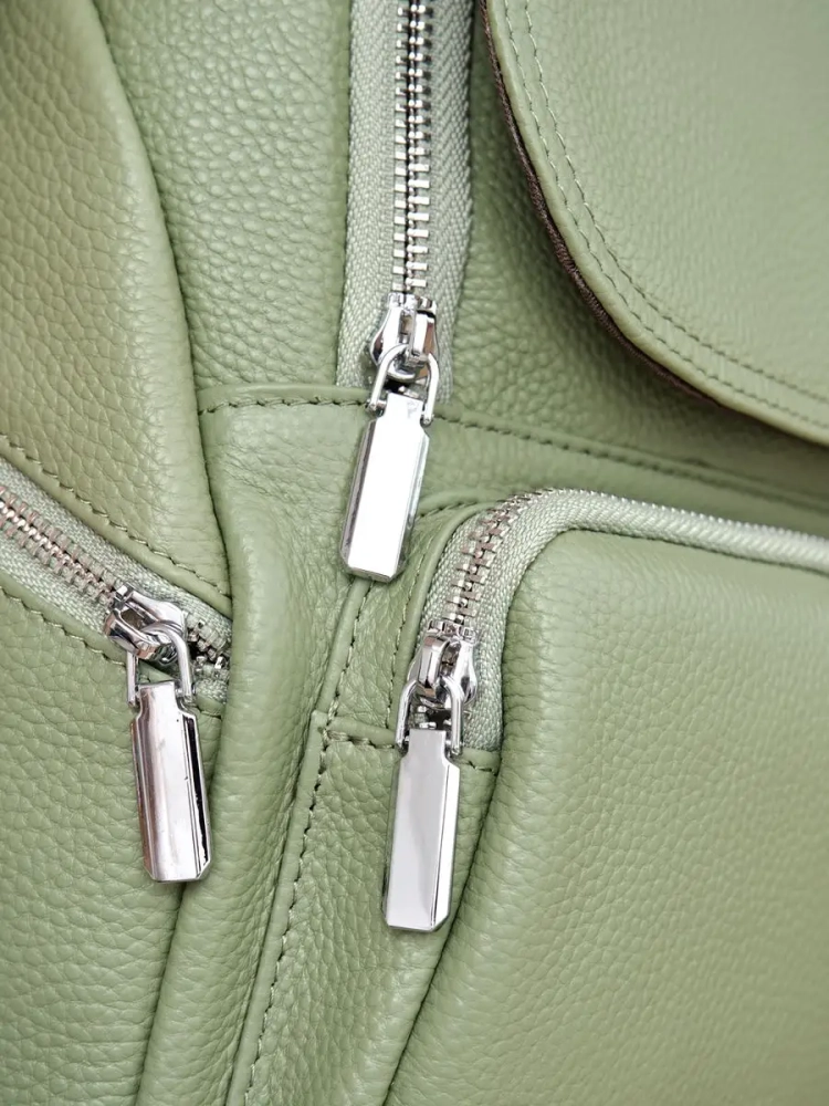 Женский кожаный городской рюкзак PR фисташковый 1029