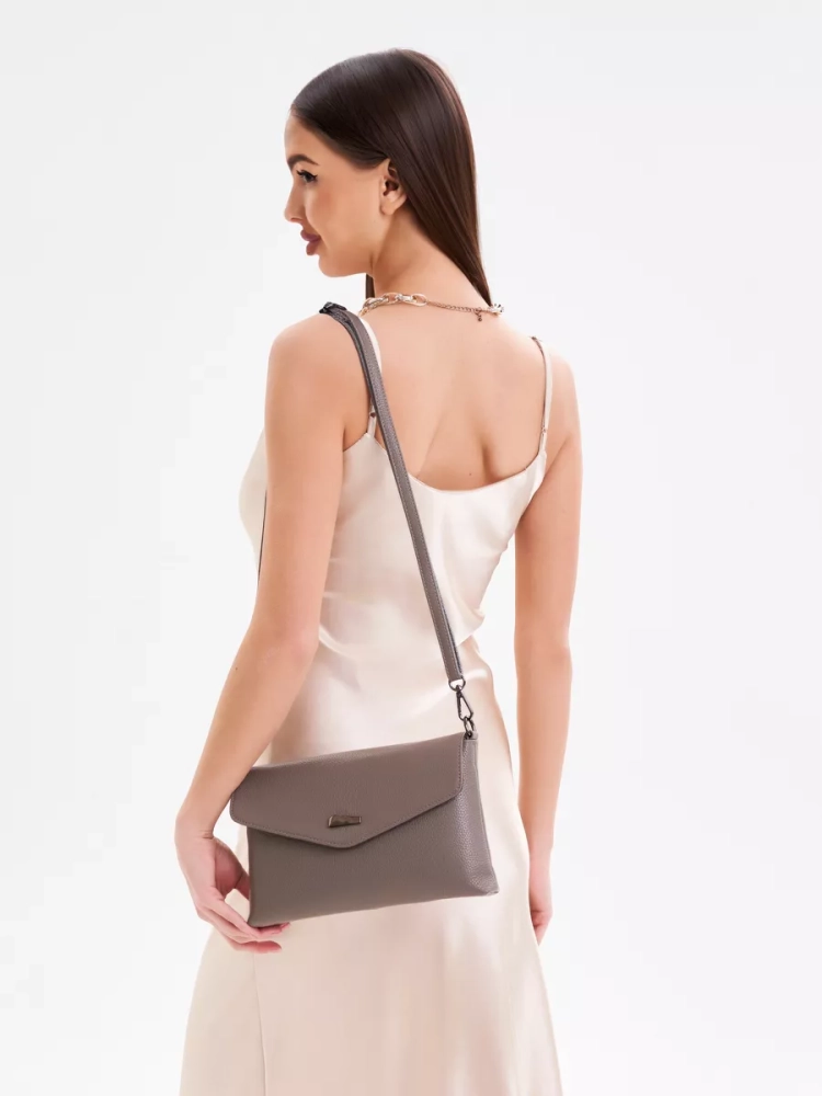 Клатч женский кожаный серый 8819