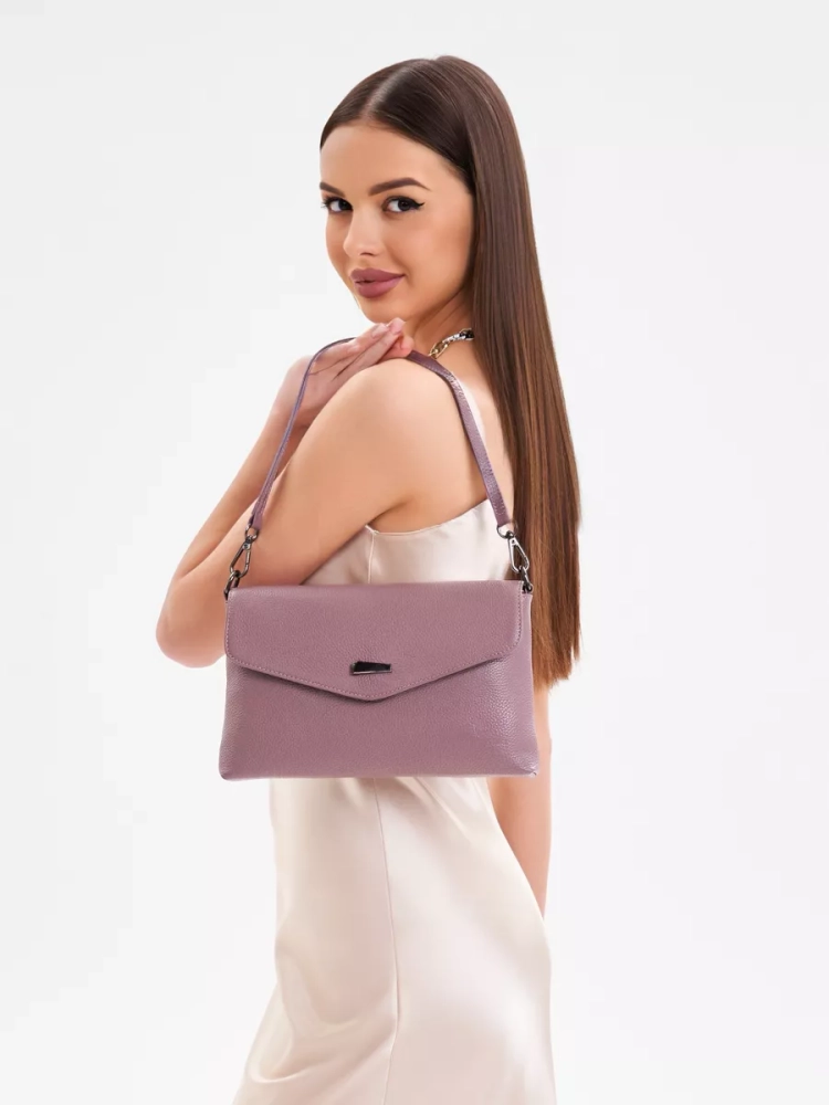 Клатч женский кожаный розовый 8819