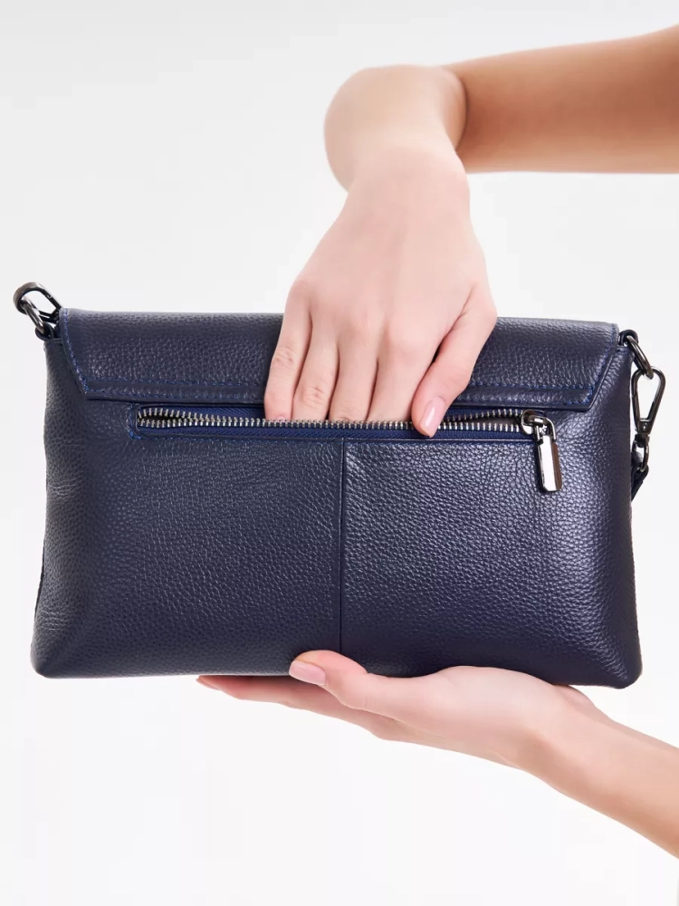 Клатч женский кожаный синий 8819