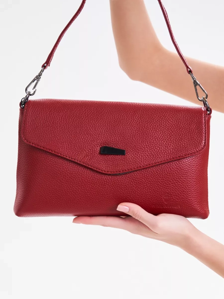 Клатч женский кожаный красный 8819